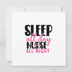 Nurse Gift Sleep All Day Nurse All Night Feestdagenkaart