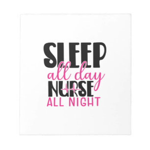 Nurse Gift Sleep All Day Nurse All Night Notitieblok
