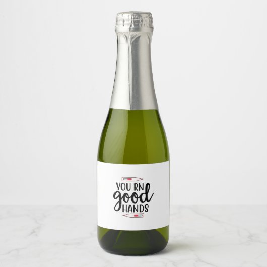 Nurse Gift You RN Good Hands Sparkling Wijnetiket (Voorkant)