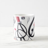 Nurse Glam - Stethoscoop & Lipstick Pattern Koffiemok (Center)