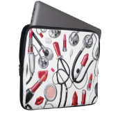 Nurse Glam - Stethoscoop & Lipstick Pattern Laptop Sleeve (Voorkant Rechts)