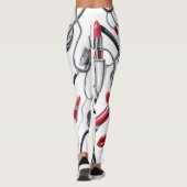 Nurse Glam - Stethoscoop & Lipstick Pattern Leggings (Achterkant)