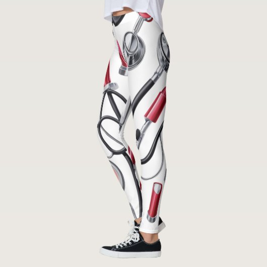 Nurse Glam - Stethoscoop & Lipstick Pattern Leggings (Links)
