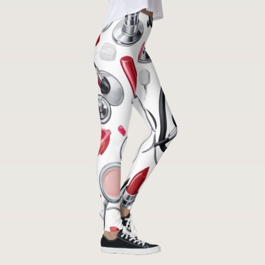 Nurse Glam - Stethoscoop & Lipstick Pattern Leggings (Rechts)
