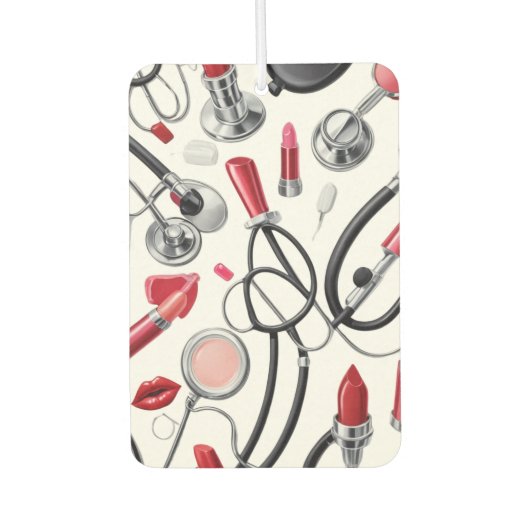 Nurse Glam - Stethoscoop & Lipstick Pattern Luchtverfrisser (Voorkant)