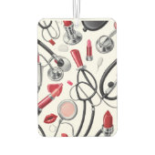 Nurse Glam - Stethoscoop & Lipstick Pattern Luchtverfrisser (Achterkant)