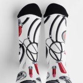 Nurse Glam - Stethoscoop & Lipstick Pattern Sokken (Top)