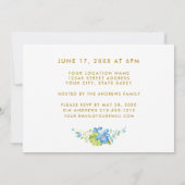 Nurse Gold Blue Floral Afstudeerder Party Invite Kaart (Achterkant)