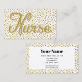 Nurse Gold Stippen - Gold White Faux Glitter Visitekaartje (Voorkant / Achterkant)