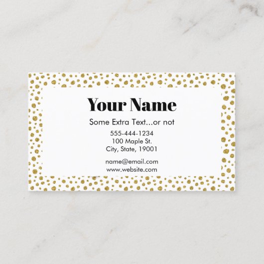 Nurse Gold Stippen - Gold White Faux Glitter Visitekaartje (Achterkant)