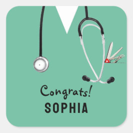 Nurse Graduation Congrats Vierkante Sticker