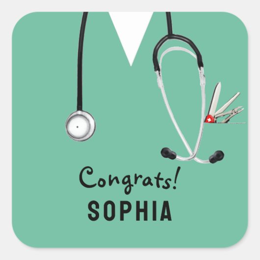 Nurse Graduation Congrats Vierkante Sticker (Voorkant)