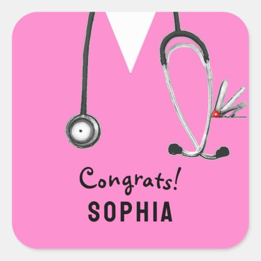 Nurse Graduation Congrats Vierkante Sticker (Voorkant)