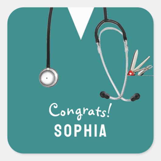 Nurse Graduation Congrats Vierkante Sticker (Voorkant)