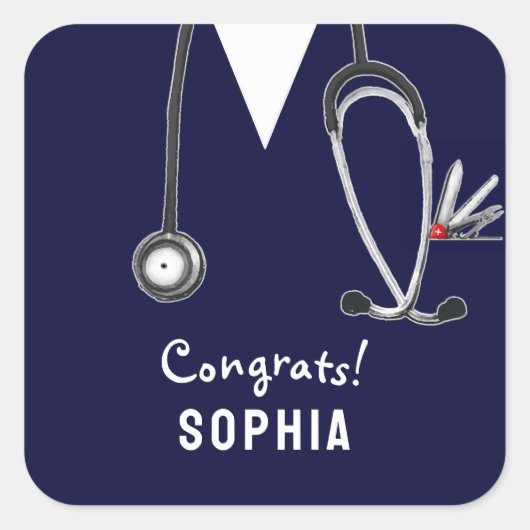 Nurse Graduation Congrats Vierkante Sticker (Voorkant)