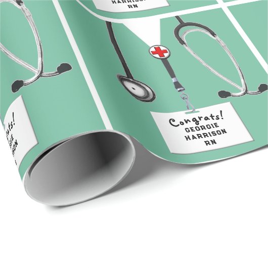 Nurse Graduation Gift Wrapping Paper Cadeaupapier (Rol Hoek)