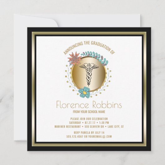 Nurse Graduation Party Floral Pinning Ceremony Kaart (Voorkant)