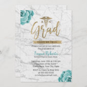 Nurse Graduation Party Floral White Marble Kaart (Voorkant / Achterkant)