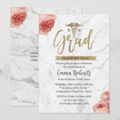Nurse Graduation Party Floral White Marble Kaart (Voorkant / Achterkant)