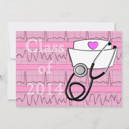 Nurse Graduation Party Invitations EKG Paper Kaart (Voorkant)
