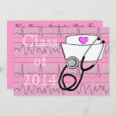 Nurse Graduation Party Invitations EKG Paper Kaart (Voorkant / Achterkant)