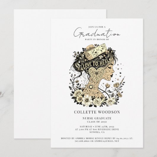 Nurse Graduation Party Kaart (Voorkant / Achterkant)