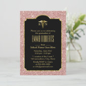 Nurse Graduation Party Modern Roos Gold Glitter Kaart (Staand voorkant)