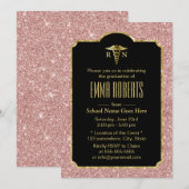 Nurse Graduation Party Modern Roos Gold Glitter Kaart (Voorkant / Achterkant)
