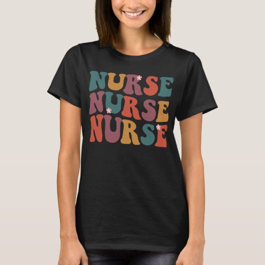 Nurse Groovy Retro Colorful Design Future T-shirt (Voorkant)