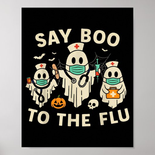 Nurse Halloween Ghost Crew Vaccine Say Boo To The  Poster (Voorkant)