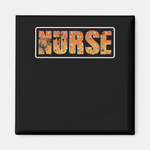 Nurse Halloween Gift With Pumpkin Spider Witch Hat Magneet