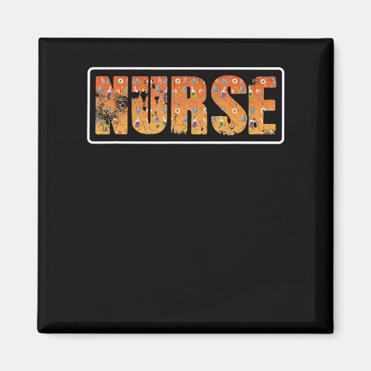 Nurse Halloween Gift With Pumpkin Spider Witch Hat Magneet (Voorkant)