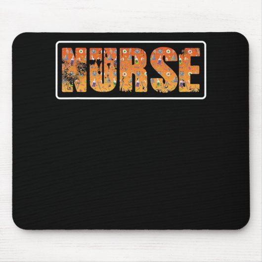Nurse Halloween Gift With Pumpkin Spider Witch Hat Muismat (Voorkant)