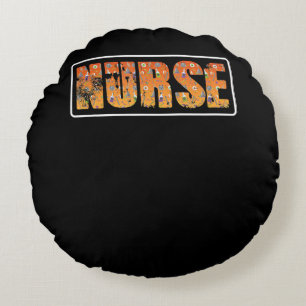 Nurse Halloween Gift With Pumpkin Spider Witch Hat Rond Kussen