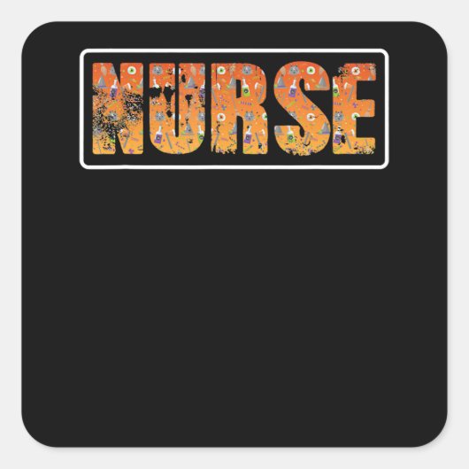 Nurse Halloween Gift With Pumpkin Spider Witch Hat Vierkante Sticker (Voorkant)