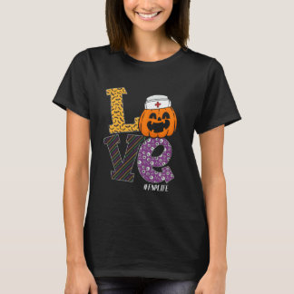 Nurse Halloween Pumpkin Costume Love FNP Nurse Lif T-shirt