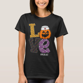 Nurse Halloween Pumpkin Costume Love PCR Nurse Lif T-shirt