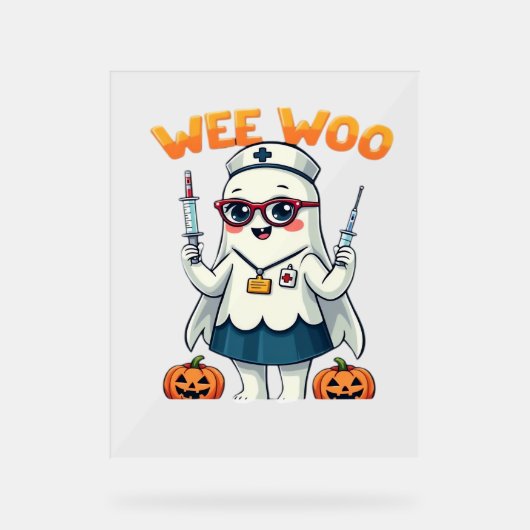 Nurse Halloween ready Classic T-Shirt Acryl Bord (Voorkant)