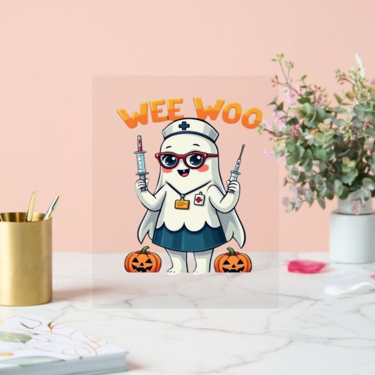 Nurse Halloween ready Classic T-Shirt Acryl Bord (Huwelijk)