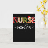 Nurse Hat Heartbeat Xmas Santa Claus Snow Christma Kaart (Gele Bloem)