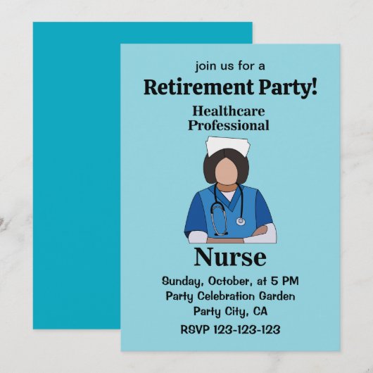 Nurse Healthcare Professional Retirement Party Kaart (Voorkant / Achterkant)