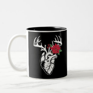 Nurse Heart Anatomy Reindeer Heart Cath Lab RN Tweekleurige Koffiemok