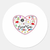 Nurse Heart, Halloween Oversized T-Shirt Ronde Sticker (Voorkant)