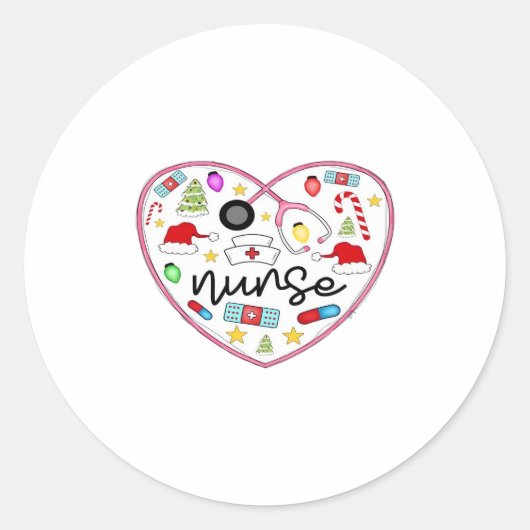 Nurse Heart, Halloween Oversized T-Shirt Ronde Sticker (Voorkant)