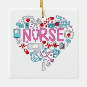 Nurse Heart Illustration Keramisch Ornament
