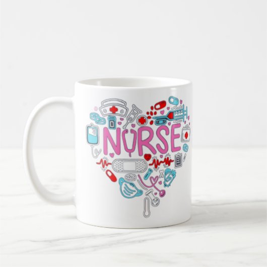 Nurse Heart Illustration Koffiemok (Links)