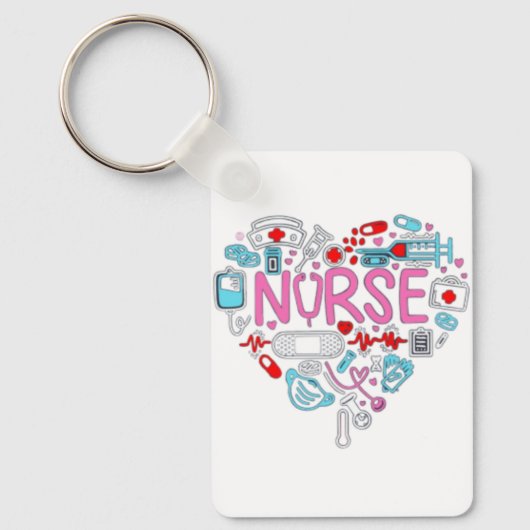Nurse Heart Illustration Sleutelhanger (Voorkant)
