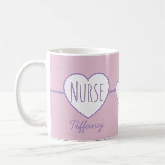 Nurse Heart Pink and Purple coffee mug Koffiemok (Links)