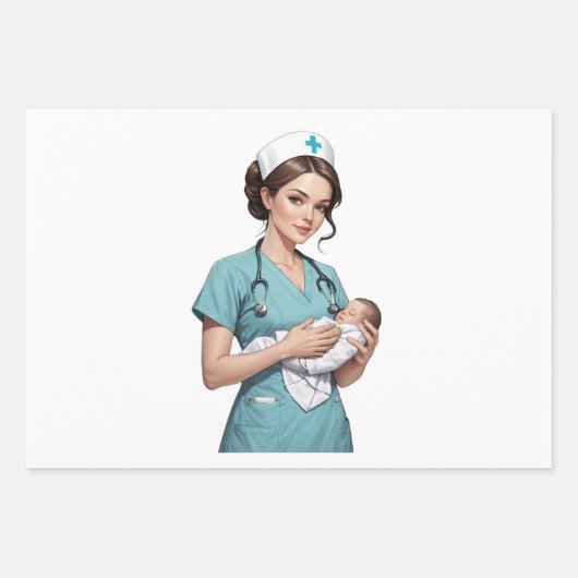 Nurse Holding Newborn - Gentle Care Medical Design Inpakpapier Vel (Voorkant 3)
