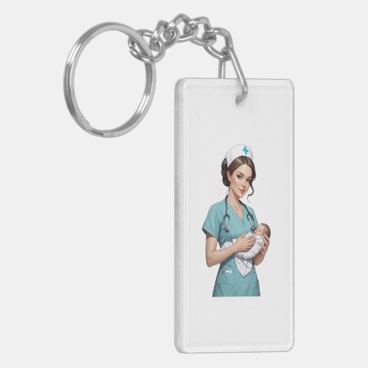 Nurse Holding Newborn - Gentle Care Medical Design Sleutelhanger (Voorkant Links)